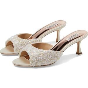 Badgley Mischka Ivory Sequin Open-Toe Kitten Heels